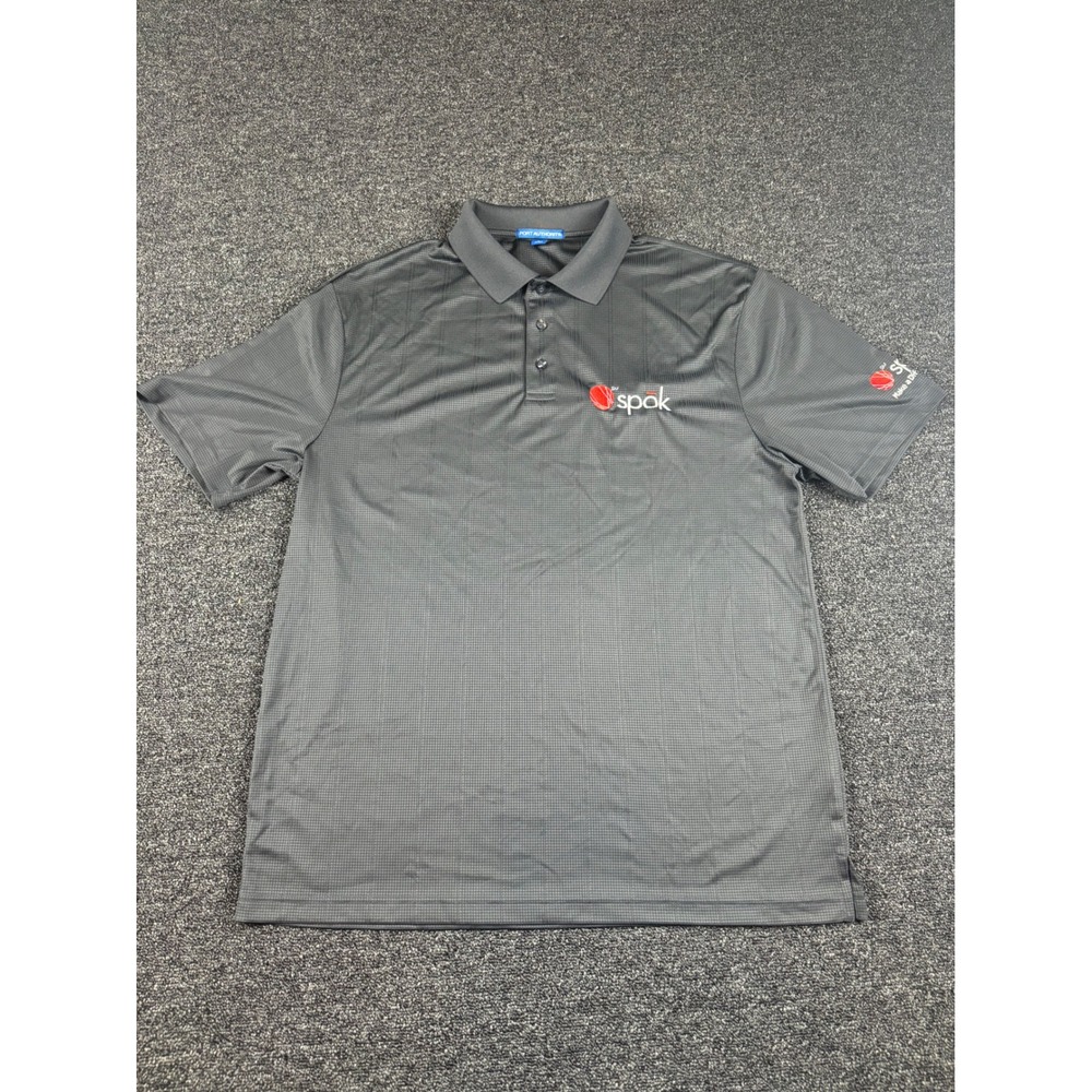 Port Authority Polo Mens L Gray Performance Shirt Spok Logo